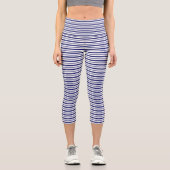 Blaue horizontale Streifen Capri Leggings (Vorderseite)