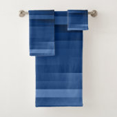 Blaue horizontale Streifen Chic markante blaue Far Badhandtuch Set (Insitu)