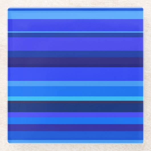 Blaue horizontale Streifen Glasuntersetzer (Vorderseite)