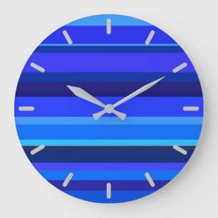 Blaue horizontale Streifen Große Wanduhr