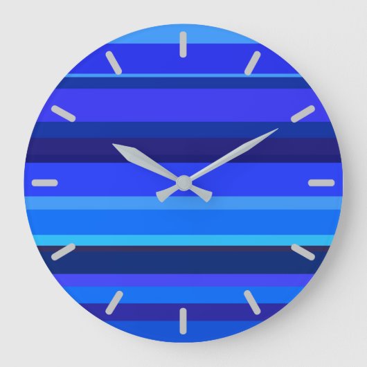 Blaue horizontale Streifen Große Wanduhr (Vorderseite)