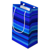 Blaue horizontale Streifen Kleine Geschenktüte (Rückseite Schrägansicht)