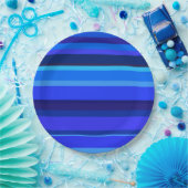 Blaue horizontale Streifen Pappteller (Party)