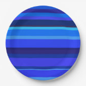 Blaue horizontale Streifen Pappteller (Vorderseite)