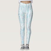 Blaue horizontale Wasserfarbenstrecken Leggings (Vorderseite)