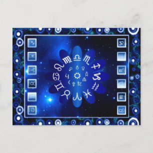 Blaue Horoskope Astrologie Kunst Postkarte