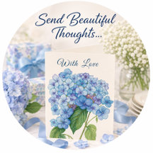 Blaue Hortensie Aquarell Blumen Grußkarte