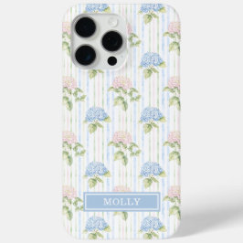 Blaue Hortensie Aquarell-Gestreifte Personalisiert Case-Mate iPhone Hülle