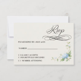 Blaue Hortensie Botanische Romantik-Antwortkarte RSVP Karte
