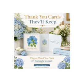 Blaue Hortensie Danksagungskarte Elegant floral Karte