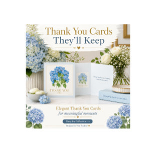 Blaue Hortensie Danksagungskarte Elegant floral Karte