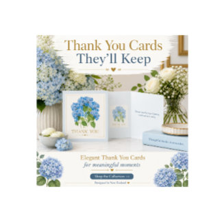 Blaue Hortensie Danksagungskarte Elegant floral Karte