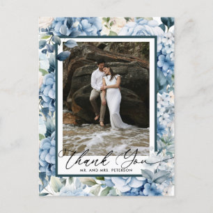 Blaue Hortensie   Foto Danke Postkarte