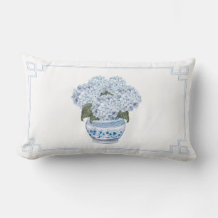 Blaue Hortensie im Chinoiserie-Pflanzkübel Lendenkissen