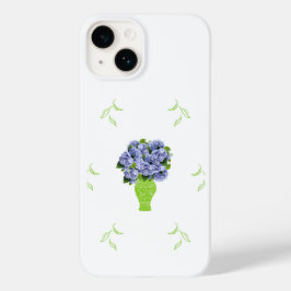 Blaue Hortensie im floralen Muster der grünen Vase Case-Mate iPhone 14 Hülle
