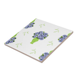 Blaue Hortensie im floralen Muster der grünen Vase Fliese
