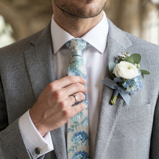 Blaue Hortensie Krawatte