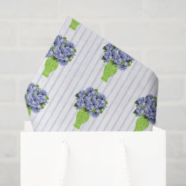 Blaue Hortensie Küstenflorales Muster Grüne Vase Seidenpapier
