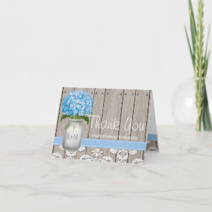 BLAUE Hortensie Monogrammierte Mason Jar DANKE