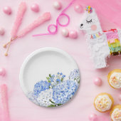 Blaue Hortensie Pappteller (Party)