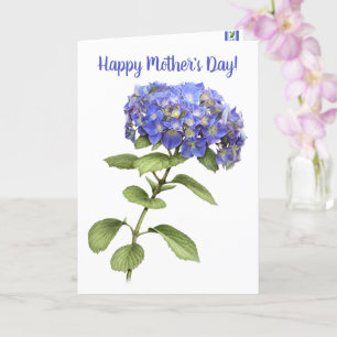 Blaue Hortensie Personalisierter Muttertag Karte
