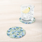Blaue Hortensie Runder Pappuntersetzer (Vor Ort)