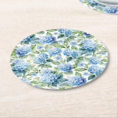 Blaue Hortensie Runder Pappuntersetzer (Angewinkelt)