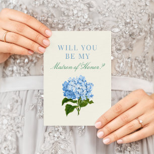 Blaue Hortensie Wirst du meine Trauzeugin sein Karte