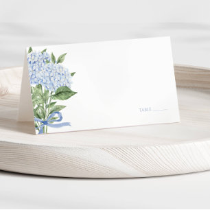 Blaue Hortensien Aquarell Blumen Hochzeit Platzkarte