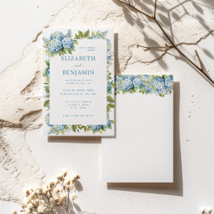 Blaue Hortensien Aquarell-Hochzeit  Einladung
