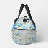 Blaue Hortensien-Aquarell-Name Duffle Bag (Rechts)