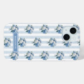 Blaue Hortensien auf Streifen Case-Mate iPhone Hülle (Rückseite (Horizontal))