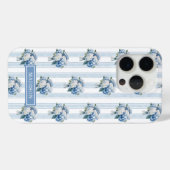 Blaue Hortensien auf Streifen Case-Mate iPhone Hülle (Rückseite (Horizontal))