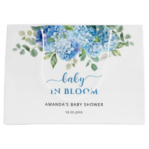 Blaue Hortensien-Baby-Blüten-Babyparty Große Geschenktüte