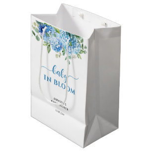 Blaue Hortensien-Baby Shower 'Baby in Bloom' Mittlere Geschenktüte