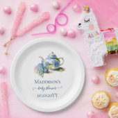 Blaue Hortensien-Baby-Shower-Teeparty Pappteller (Party)