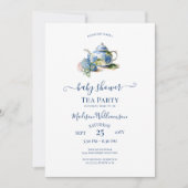 Blaue Hortensien-Baby-Shower-Teeparty QR-Code Einladung (Vorderseite)