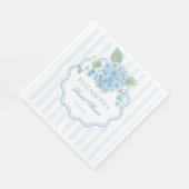 Blaue Hortensien-Blume Elegant gestreift gewellt Serviette (Ecke)