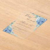 Blaue Hortensien-Blumen-Baby-Party Acryleinladungen (Ablage )