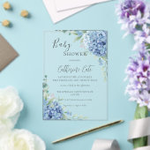 Blaue Hortensien-Blumen-Baby-Party Acryleinladungen (In Situ (Hochzeit))