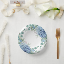 Blaue Hortensien-Blumen-Braut-Party Pappteller