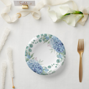 Blaue Hortensien-Blumen-Braut-Party Pappteller