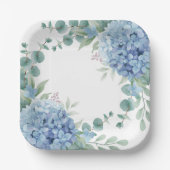 Blaue Hortensien-Blumen-Braut-Party Pappteller (Vorderseite)