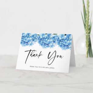 Blaue Hortensien-Blumen-Brautparty-Dankeschön Dankeskarte