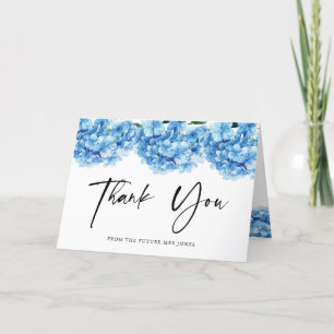 Blaue Hortensien-Blumen-Brautparty-Dankeschön Dankeskarte
