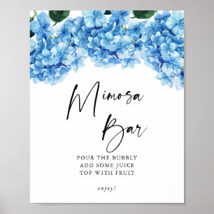 Blaue Hortensien-Blumen-Bridal-Shower-Mimosa-Bar Poster