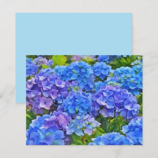 Blaue Hortensien-Blumen Florale Kunst Notizkartens Mitteilungskarte (Vorne/Hinten)