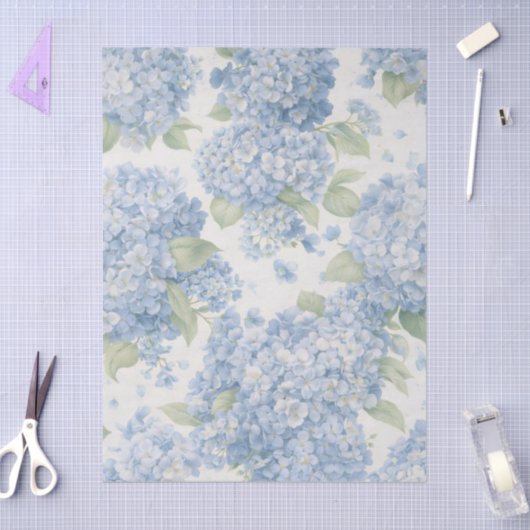 Blaue Hortensien-Blumen-Geschenktasche Seidenpapier (Basteln)