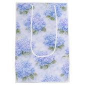 Blaue Hortensien-Blumen-Geschenktüte mittelgroß Mittlere Geschenktüte (Rückseite)