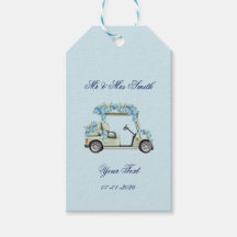 Blaue Hortensien-Blumen-Golfwagen-Hochzeitsgeschen